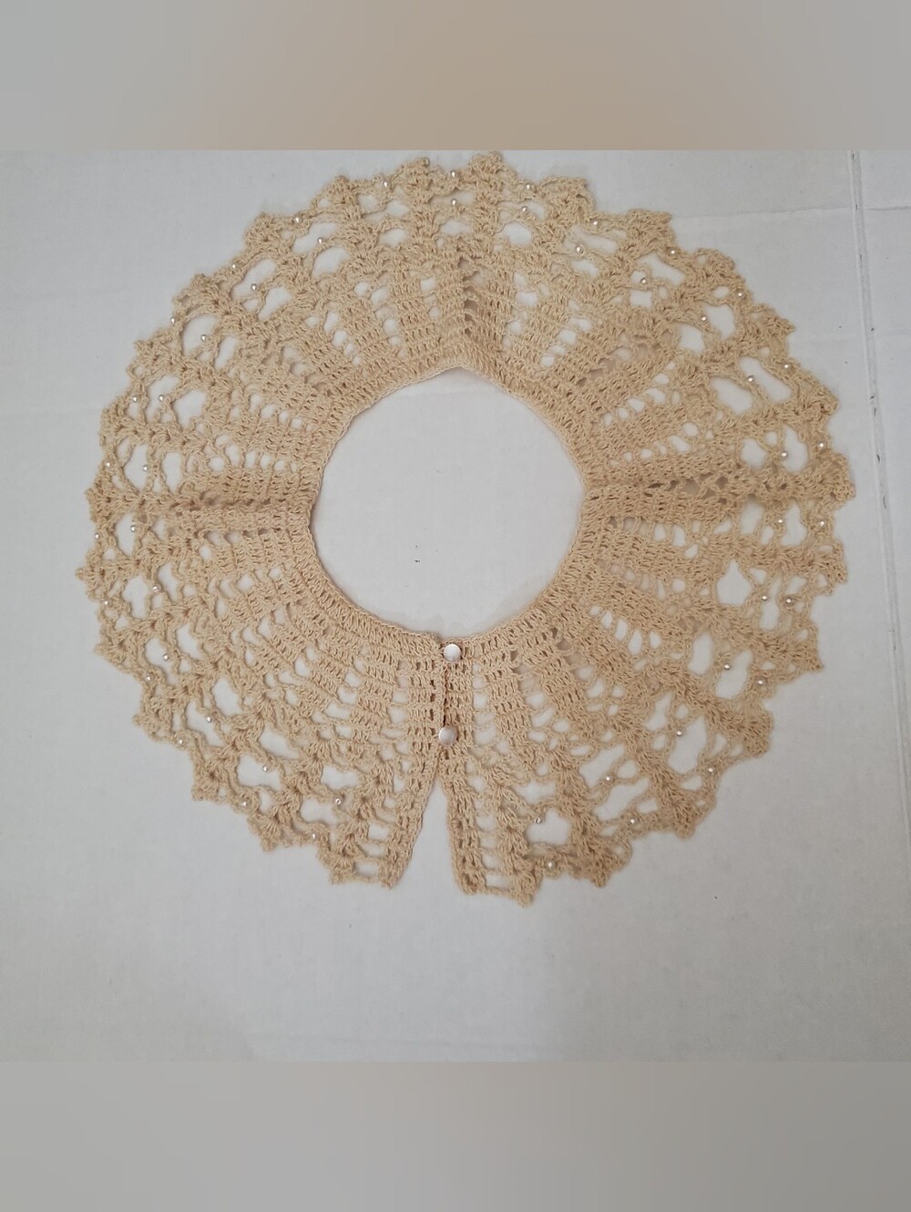 Beige Crocheted Lace Detachable Collar w/ Button Closure*C5